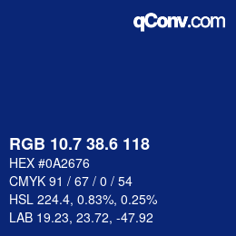 カラーコード: RGB 10.7 38.6 118 | qconv.com