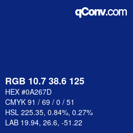カラーコード: RGB 10.7 38.6 125 | qconv.com