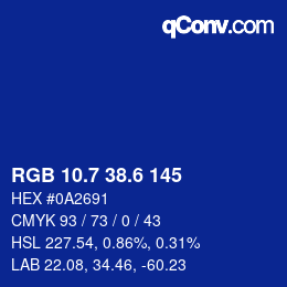 カラーコード: RGB 10.7 38.6 145 | qconv.com