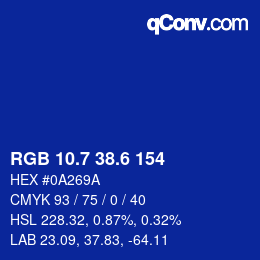 カラーコード: RGB 10.7 38.6 154 | qconv.com