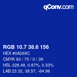 カラーコード: RGB 10.7 38.6 156 | qconv.com