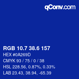 カラーコード: RGB 10.7 38.6 157 | qconv.com