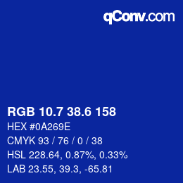 カラーコード: RGB 10.7 38.6 158 | qconv.com