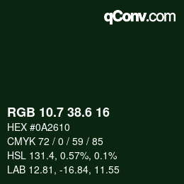 カラーコード: RGB 10.7 38.6 16 | qconv.com