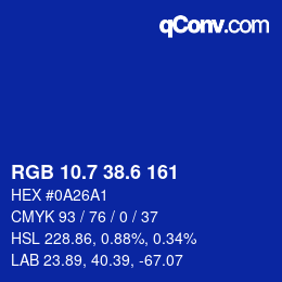 カラーコード: RGB 10.7 38.6 161 | qconv.com