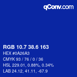 カラーコード: RGB 10.7 38.6 163 | qconv.com