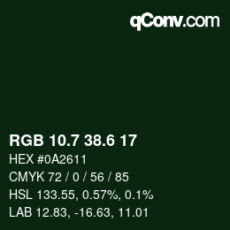 カラーコード: RGB 10.7 38.6 17 | qconv.com