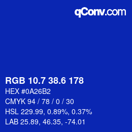 カラーコード: RGB 10.7 38.6 178 | qconv.com