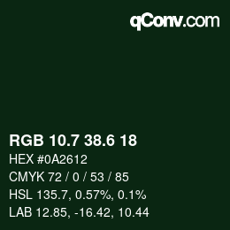 カラーコード: RGB 10.7 38.6 18 | qconv.com