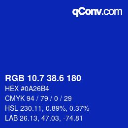 カラーコード: RGB 10.7 38.6 180 | qconv.com