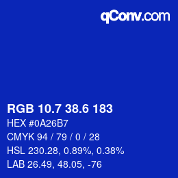カラーコード: RGB 10.7 38.6 183 | qconv.com