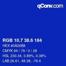 カラーコード: RGB 10.7 38.6 184 | qconv.com