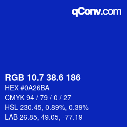 カラーコード: RGB 10.7 38.6 186 | qconv.com