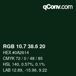 カラーコード: RGB 10.7 38.6 20 | qconv.com