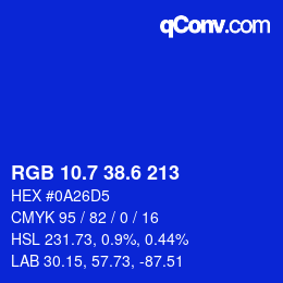 カラーコード: RGB 10.7 38.6 213 | qconv.com