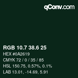 カラーコード: RGB 10.7 38.6 25 | qconv.com