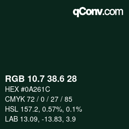 カラーコード: RGB 10.7 38.6 28 | qconv.com