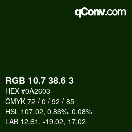 カラーコード: RGB 10.7 38.6 3 | qconv.com
