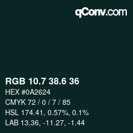 カラーコード: RGB 10.7 38.6 36 | qconv.com