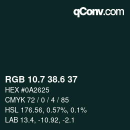 カラーコード: RGB 10.7 38.6 37 | qconv.com