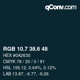 カラーコード: RGB 10.7 38.6 48 | qconv.com