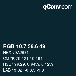 カラーコード: RGB 10.7 38.6 49 | qconv.com
