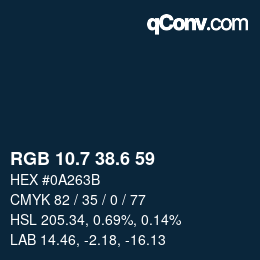 カラーコード: RGB 10.7 38.6 59 | qconv.com