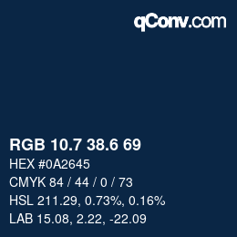 カラーコード: RGB 10.7 38.6 69 | qconv.com