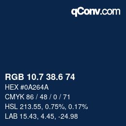 カラーコード: RGB 10.7 38.6 74 | qconv.com
