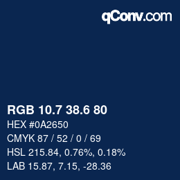 カラーコード: RGB 10.7 38.6 80 | qconv.com