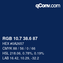 カラーコード: RGB 10.7 38.6 87 | qconv.com