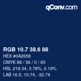 カラーコード: RGB 10.7 38.6 88 | qconv.com