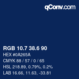 カラーコード: RGB 10.7 38.6 90 | qconv.com