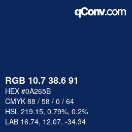 カラーコード: RGB 10.7 38.6 91 | qconv.com