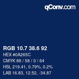 カラーコード: RGB 10.7 38.6 92 | qconv.com