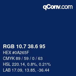 カラーコード: RGB 10.7 38.6 95 | qconv.com