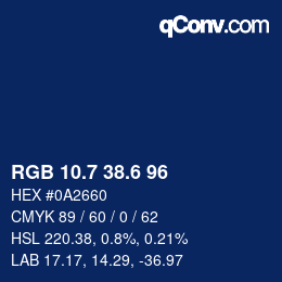 カラーコード: RGB 10.7 38.6 96 | qconv.com