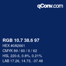 カラーコード: RGB 10.7 38.6 97 | qconv.com