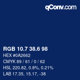 カラーコード: RGB 10.7 38.6 98 | qconv.com
