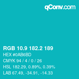Color code: RGB 10.9 182.2 189 | qconv.com