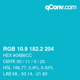 カラーコード: RGB 10.9 182.2 204 | qconv.com