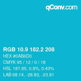 カラーコード: RGB 10.9 182.2 208 | qconv.com