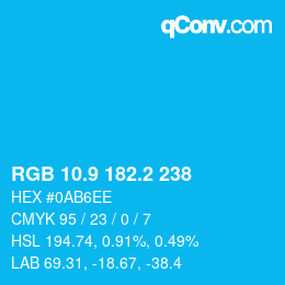 カラーコード: RGB 10.9 182.2 238 | qconv.com