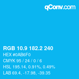 カラーコード: RGB 10.9 182.2 240 | qconv.com