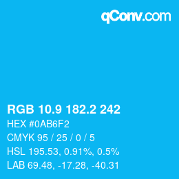 カラーコード: RGB 10.9 182.2 242 | qconv.com