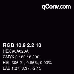 Color code: RGB 10.9 2.2 10 | qconv.com