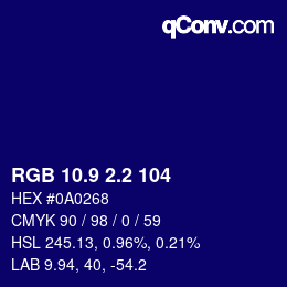 カラーコード: RGB 10.9 2.2 104 | qconv.com