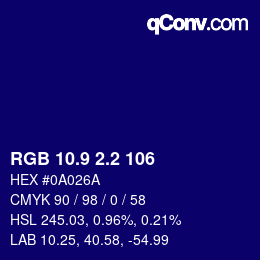 カラーコード: RGB 10.9 2.2 106 | qconv.com