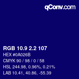 カラーコード: RGB 10.9 2.2 107 | qconv.com