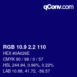 カラーコード: RGB 10.9 2.2 110 | qconv.com
